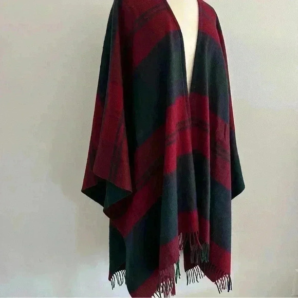 Johnstons Of Elgin Cashmere+ Wool Plaid Poncho One Size - Picture 11 of 13